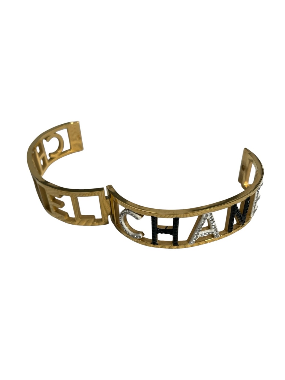 ✨ Gold-Tone Logo Cutout Crystal Bangle Bracelet ✨ - Picture 5 of 7